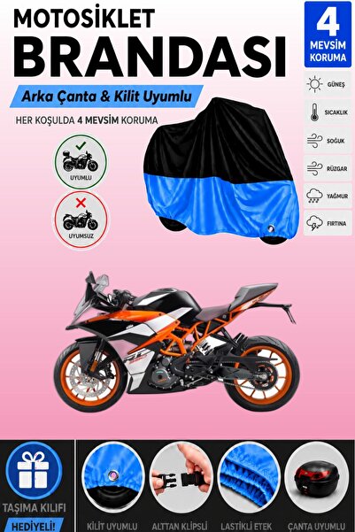 Cemku Double Black Top - Blue Bottom, Rear Bag Compatible Ktm 390 Rc Motorcyc...