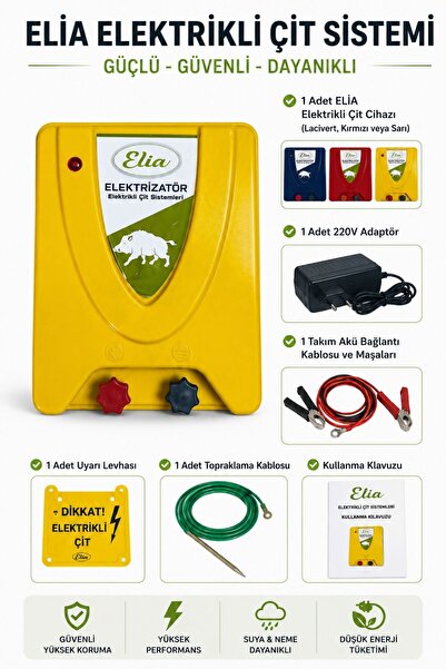 Elia Elektrikli Çit Makinası Domuz Kovucu 8 Joule Profesyonel Koruma Cihazı