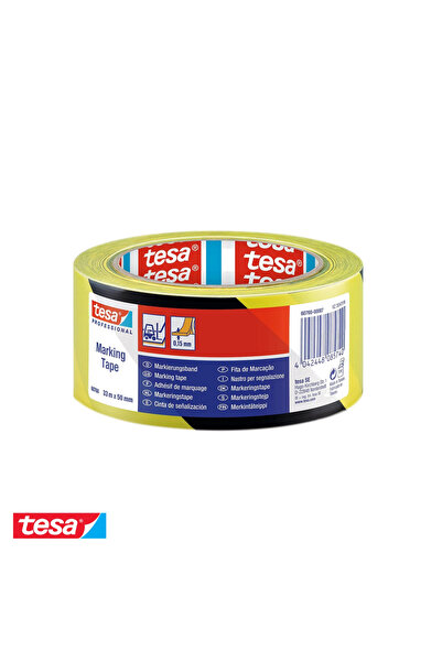 Tesa Bandă adezivă de marcare galbenă/neagră, din PVC plasticizat, pentru tra...