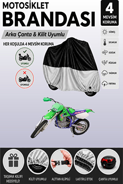 Cemku Double Black Top - Gray Bottom, Rear Bag Compatible Kawasaki Klx 650 Mo...