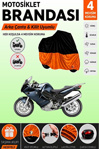 Cemku Double Black Top - Orange Bottom, Rear Bag Compatible Bmw F 800 St Moto...