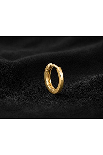 Silver Hunters Gümüş Halka Küpe 925 Ayar Gümüş Taşsız 14 mm Gold (Altın) Renk...