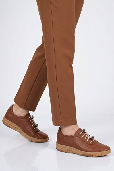 Aspor Tan Genuine Leather Women's Casual Shoes