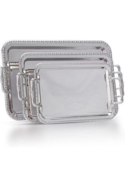 ALSAIF 3-piece serving tray set with side handles, modern and elegant design ...