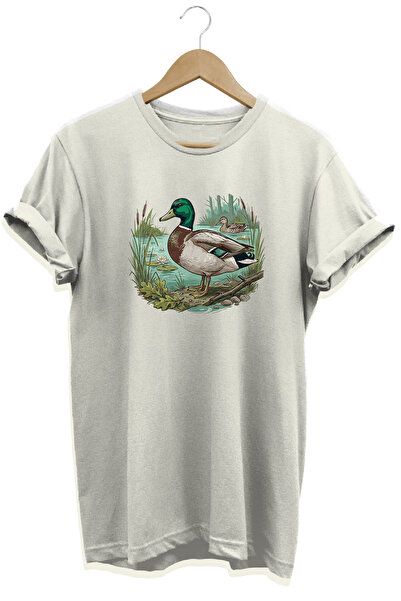 WİDİ Green-Capped Duck and Target Printed Land T-Shirt Outdoor Clothing
