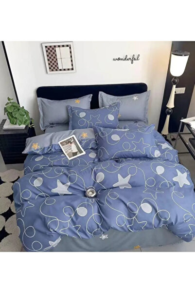 Pucioasa Set de lenjerie de pat Finet, 6 piese, Albastru-Lila, Stars-R606