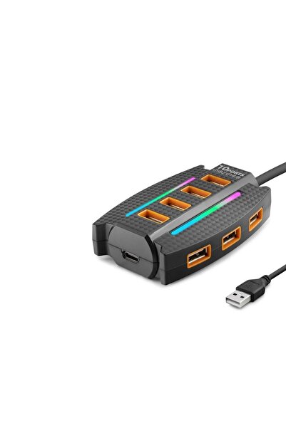 Genel Markalar USB RGB Hub 10 Port 480 Mbps 1.2 m Siyah HDX7036
