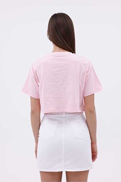veira Ecru Single Jersey Cotton Basic Women's Short Sleeve Crop T-Shirt