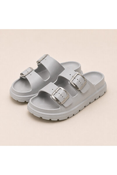FİFTY ONE Women's Mink Double Buckle Thick Sole Daily Slippers