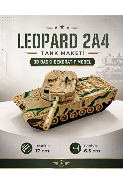 Avelon Leopard 2A4 Tank Maketi 3D Baskı Dekoratif Askeri Araç Modeli 17 cm