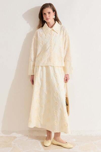 ASEDE Flora Floral Pattern Brode 100% Cotton Transparent Skirt Set (Only the ...