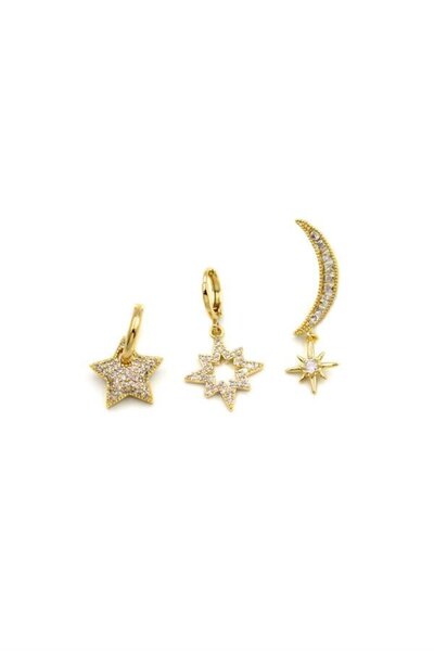 atastore2017 3-Piece Jewelled Hoop Earrings - Gold