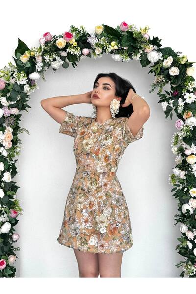 zoezoe Darius Cicekli Nakış Tasarım Mini Boy Elbise