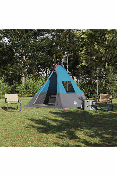 vidaxl Cort Tipi cu acoperis albastru 383 x 338 x 217 cm tafta