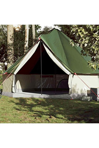 vidaxl Cort de familie Tipi pentru 10 persoane, verde, impermeabil