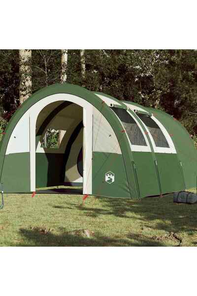 vidaxl Cort de camping tunel pentru 4 persoane, verde, impermeabil