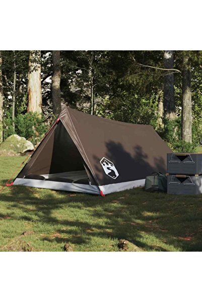 vidaxl Cort de camping pentru 2 persoane, maro, impermeabil