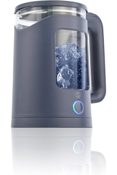 ALSAIF Glass kettle with gray plastic body, 1.5 liters, 1360 watts