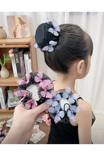 Efna Store Butterfly Figured Zircon Stone Detailed Mesh Bun Hairpin, Ballerin...
