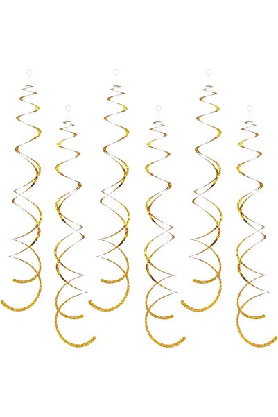 Arabest 30-Pack Gold Hanging Swirl Decorations, Plastic Streamers for Wedding...