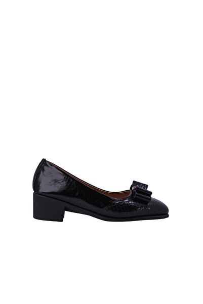 ALBİNİ Women's Heeled Thick Heel Patent Leather Shoes