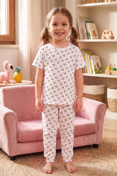 Öts Set de pijamale pentru fete - Mânecă scurtă, pantaloni lungi - Cu imprime...