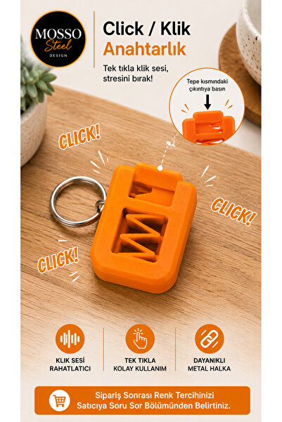 Mosso Steel Mechanical Single Clicker Sound-Generating Keyboard Keychain Clic...