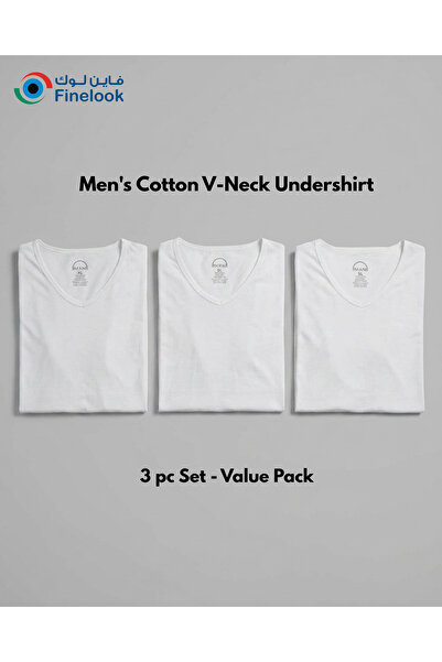 Finelook Men's Cotton V-Neck Vest 3 pc Set - Value Pack