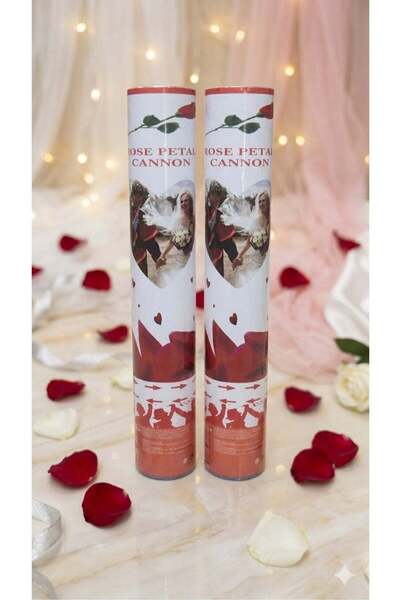 CYTHERIA Rose Petal Cannon Set for Weddings & Celebrations (2 Pieces) - Red P...