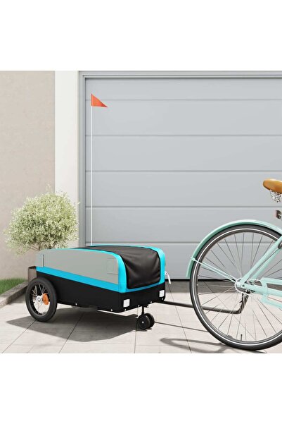 vidaxl Remorcă pentru biciclete, negru și albastru, 30 kg, fier