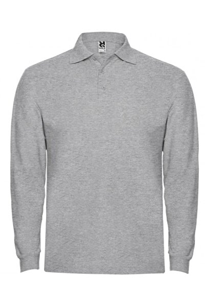 ROLY Tricou polo bărbătesc cu mânecă lungă, Estrella, gri melanj