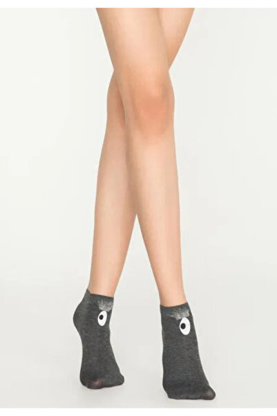 Penti ,,Eye'' 40 DEN Over-the-Ankle Socks – Funny Eye Pattern, Gray