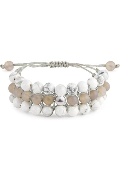 MINZA India Women's Bracelet, 925 Sterling Silver, Beaded Woven Bracelet, wit...