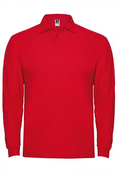 ROLY Men's long sleeve polo shirt, 100% cotton, Estrella, red