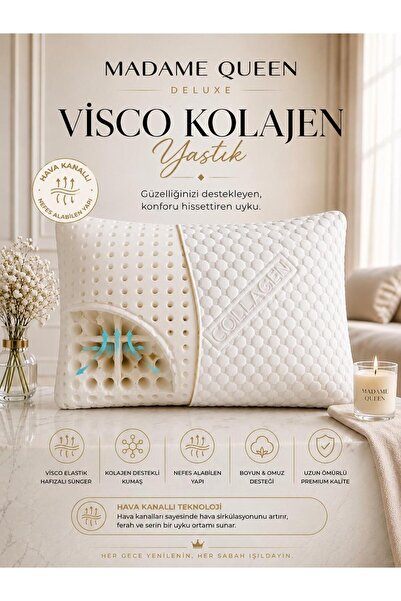 MADAME QUEEN Deluxe Visco Kolajen Hava Kanallı 360° Yastık 60x40 cm
