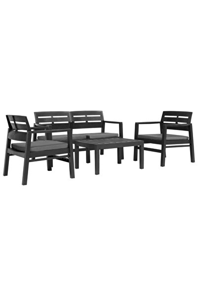 vidaxl Set mobilier de exterior, 4 piese, antracit, plastic