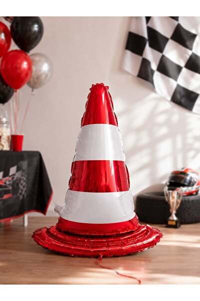 Parti Adresi Trafik Konisi Şekilli Folyo Balon – Yarış Temalı Parti Süsü 86 cm
