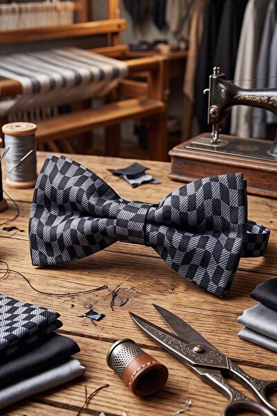 Kravatkolik Blue - Navy Blue Retro Silk Bow Tie Sb190