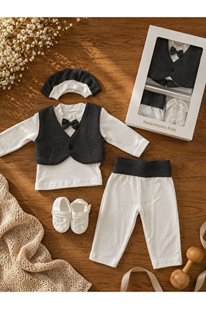 Heianmono Kids Anthracite Color Men's Mevlit Set 4 Pieces (0-3 Months)
