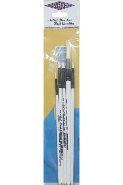Yıldızan Tamgün 5-Piece Mixed Synthetic Acrylic Brush Set, for Oil Painting, ...