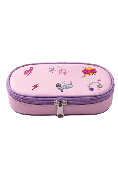 Gadget Gear K-Pop Temalı Pembe Kız Çocuk Kalem Kutusu - Fermuarlı Oval Kalemlik