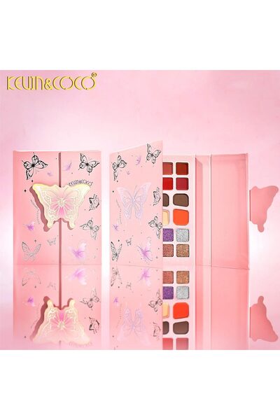 kevin coco Paleta Machiaj Kevin & Coco Glowy Butterfly Makeup Book, 96 Nuante, Roz