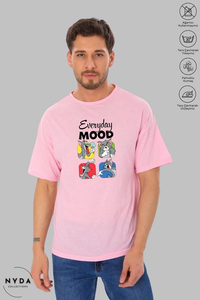 Nyda Collections Unisex Crew Neck Tom Printed Cotton Oversize Short Sleeve T-Shirt