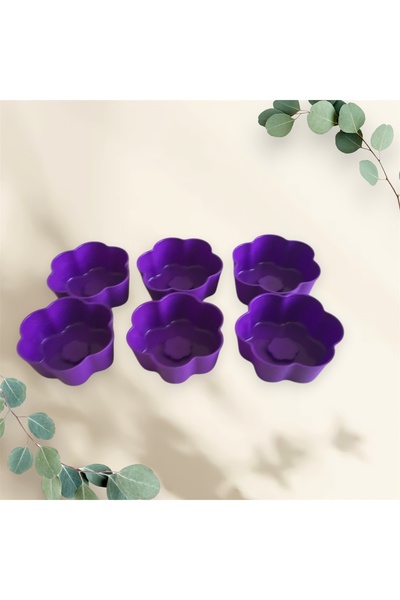 PİNK ROSE Bybirgül Purple 12-Piece Silicone Mini Daisy Cake Mold, Muffin, Airfryer Mold 12 Pieces