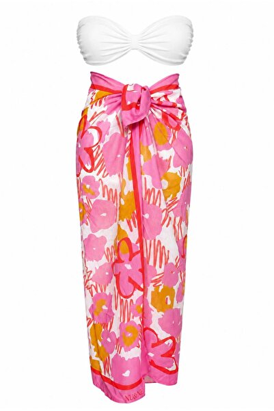 NUNE DESIGN Pembe Renkli Desenli Pareo Vual Kumaş 120 cm*120 Cm