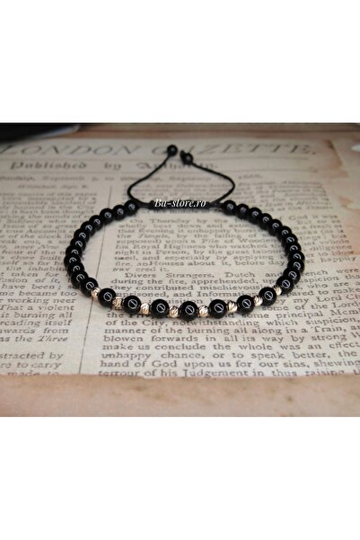 BASTORE Bratara reglabila cu bile aur 14k si onix