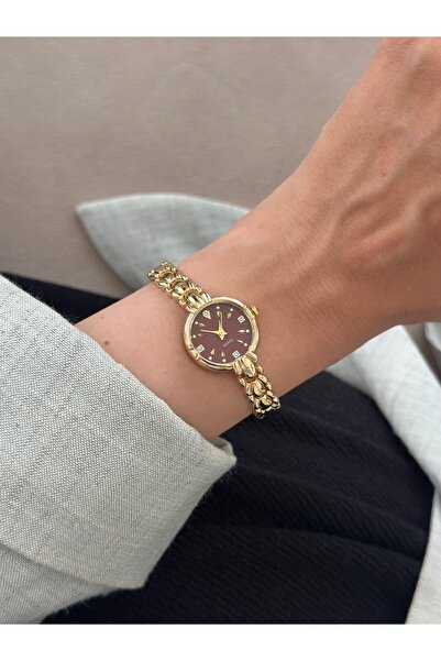 MERW Donna Model Gold Burgundy Color Metal Cord Vintage Series Women's Wristw...