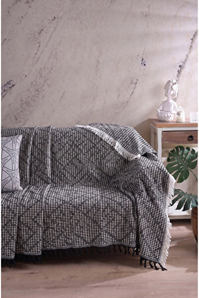 rellhome غطاء أريكة من القطن المنسوج 170×220 سم – بطانية تلفزيون مزينة بالشرا...