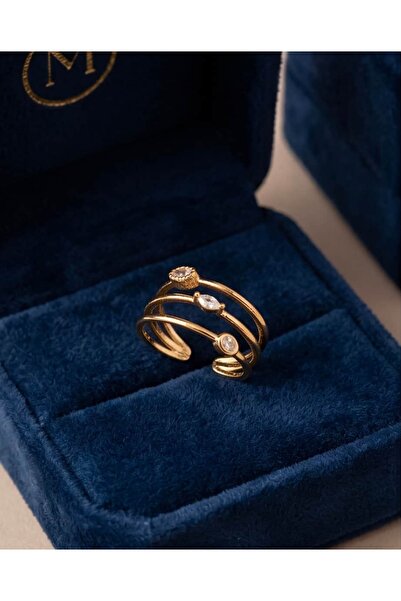 Portakal Esintisi Trilinea Multi-Look Minimal Zircon Stone Adjustable Ring