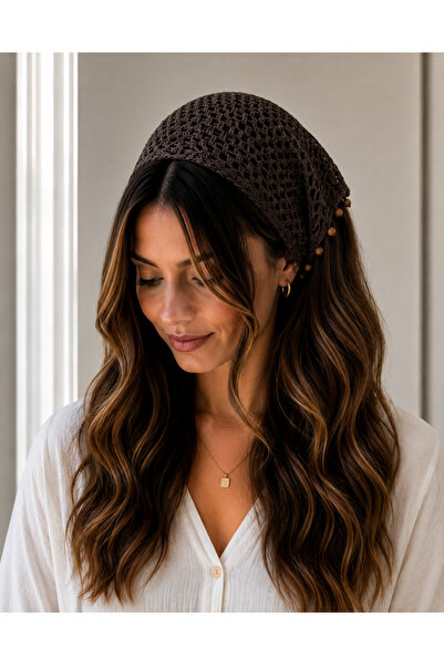 MAVEA Knitted Beaded Hair Bandana